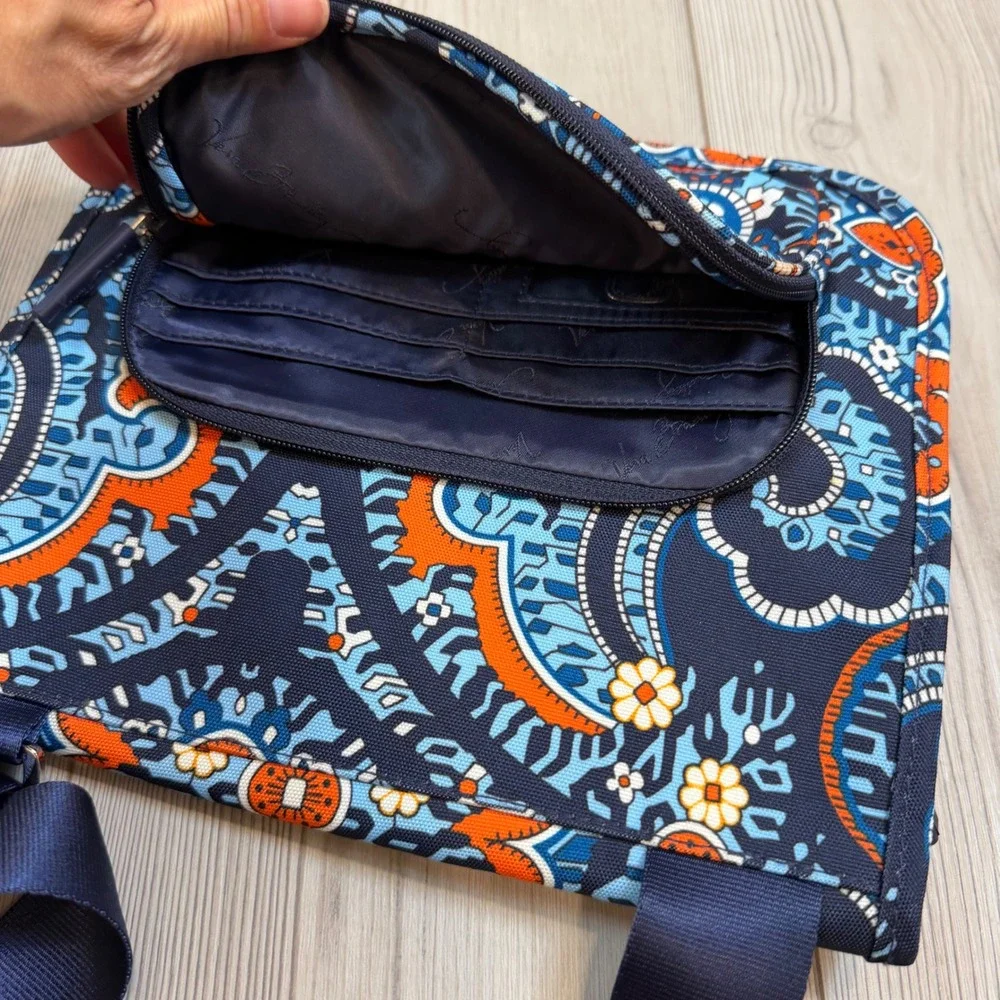 Vera Bradley Crossbody Messenger Bag Blue Orange Paisley Adjustable Strap